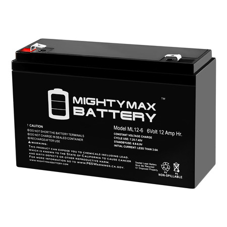 MIGHTY MAX BATTERY ML12-6 .250TT  6V 12AH Battery Replaces Power Patrol SLA0959, SLA 0959 ML12-6F273